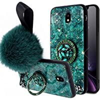 Herbests Compatible para Samsung Galaxy J7 2017 J730 Funda de Silicona Ultrafina con Soporte Anillo Purpurina Diamante…